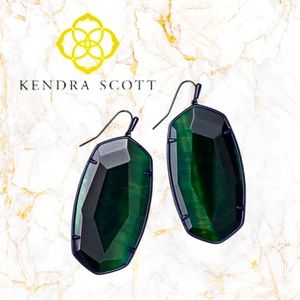 KENDRA SCOTT Faceted Danielle Drop Earrings In Gunmetal Green Tigers Eye